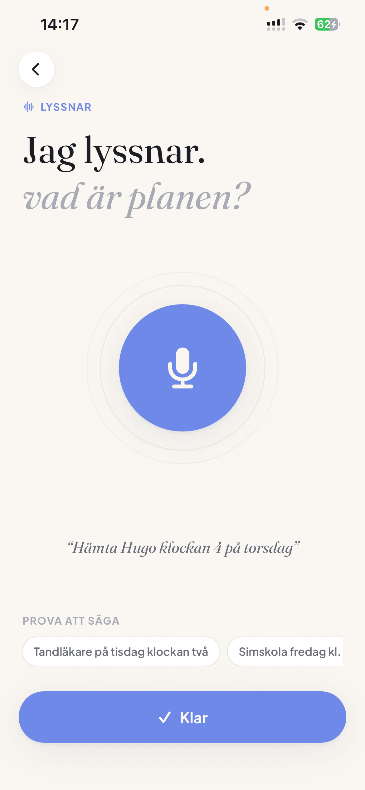 Add an event by voice in Dagly